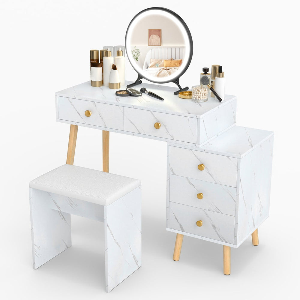 Vanity Desk Makeup Vanity Set with Removable Mirror-White