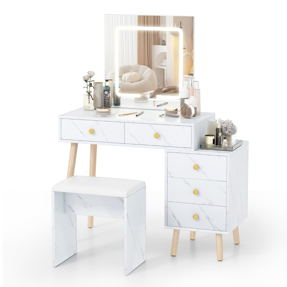 Vanity Desk Makeup Vanity Set with 3 Lighting Modes-White