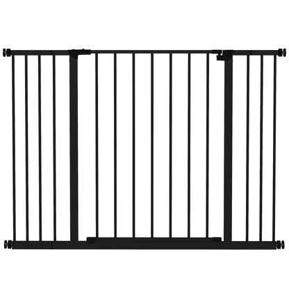 PawHut Dog Gate Pet Safety Gate Stair Barrier Pressure Fit Adjustable 76-82/86-97/101-107 cm, Black