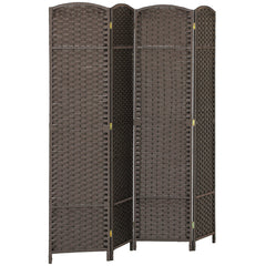 HOMCOM 4 Panel Folding Room Divider, Freestanding Privacy Screen for Living Room, Bedroom and Office, 160 x 170cm, Brown