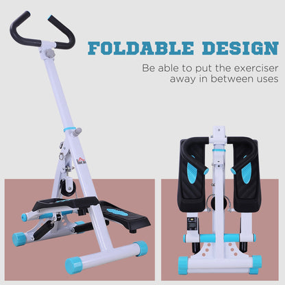HOMCOM Stepper w/ Handle Hand Grip Workout Fitness Machine For Fitness Aerobic Exercise Home Gym White