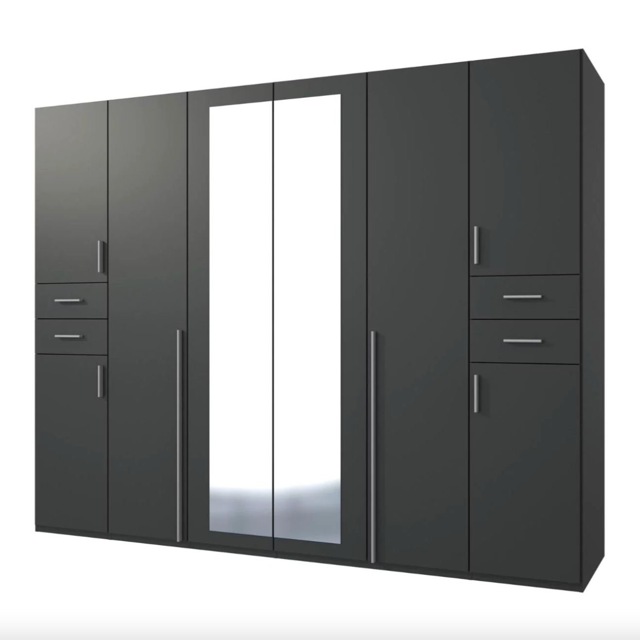FENTON 6 Door Mirrored Wardrobe Finish Graphite 270cm