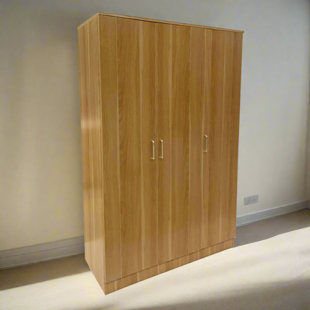 Wardrobe SLEEK 3 Door Wardrobe Oak Finish 120cm