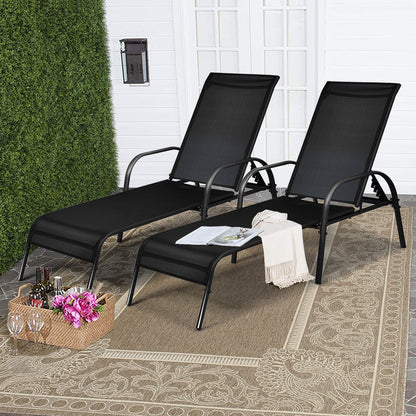 Versatile Chaise Lounge Chair with 5 Adjustable Positions Iron Construction-Black