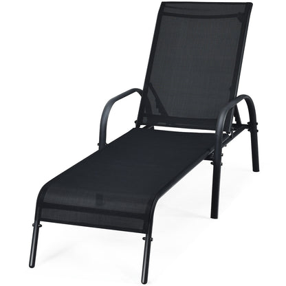 Versatile Chaise Lounge Chair with 5 Adjustable Positions Iron Construction-Black