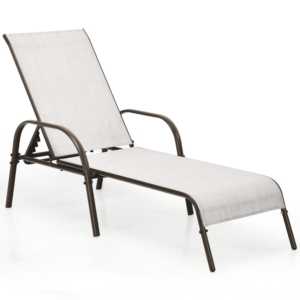 Versatile Chaise Lounge Chair with 5 Adjustable Positions Iron Construction-Grey