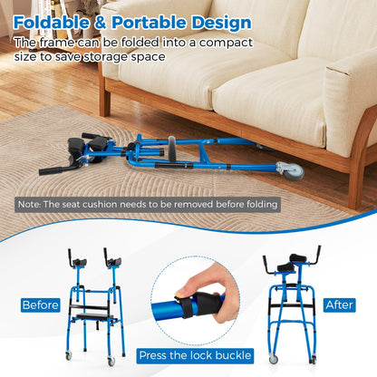 Versatile Rolling Walker with Padded Seat and  2 Premium Wheels-Navy