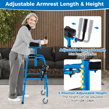 Versatile Rolling Walker with Padded Seat and  2 Premium Wheels-Navy