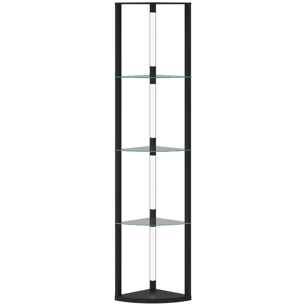 HOMCOM LED Floor Lamp with Shelves, Dimmable Standing Lamp with Foot Switch for Living Room, Bedroom, Black