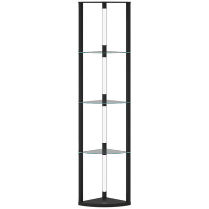 HOMCOM LED Floor Lamp with Shelves, Dimmable Standing Lamp with Foot Switch for Living Room, Bedroom, Black