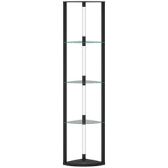 HOMCOM LED Floor Lamp with Shelves, Dimmable Standing Lamp with Foot Switch for Living Room, Bedroom, Black