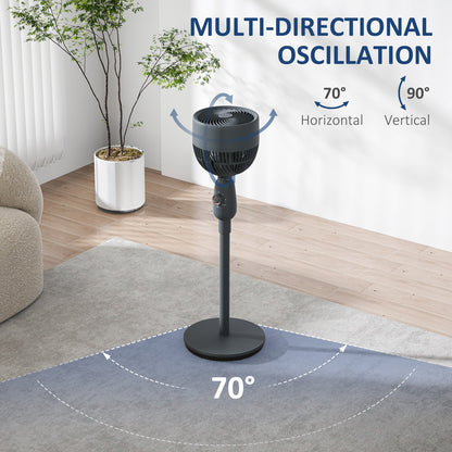 HOMCOM Pedestal Fan, Powerful Air Circulator, 12 Inch Floor Standing Fan with 3 Speed Settings, Oscillating Function for Bedroom, Home and Office, Grey