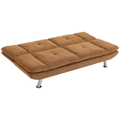 HOMCOM Convertible Sofa Bed, 3 Seater Futon Sofa with Adjustable Backrest, Wide Seat for Living Room, Small Space, Brown