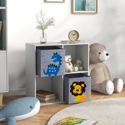 ZONEKIZ Kids Toy Box with Two Non-Woven Fabric Drawers, 61.8 x 29.9 x 61.8 cm, White