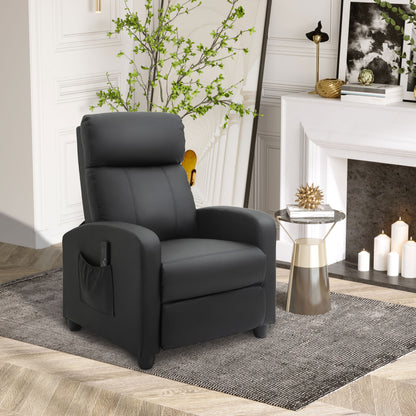 HOMCOM Massage Recliner Armchair with 150Â° Recline, Faux Leather, Side Pocket, Black