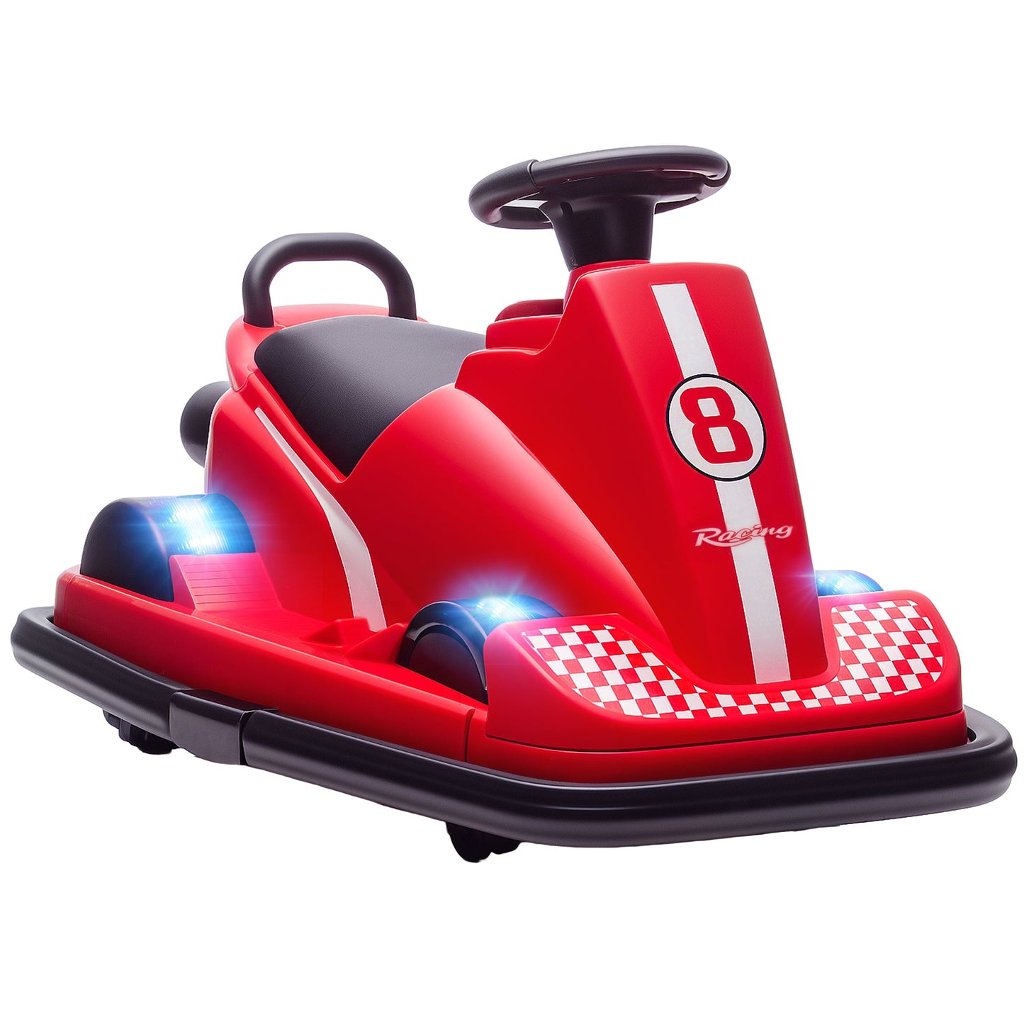 AIYAPLAY Kids Bumper Car, 360Â° Rotation Spin Electric Walzer Car with LED Lights, Music for Ages 3-8 Years Old, Red