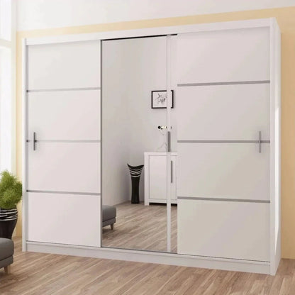Broadland Sliding Door 250cm Mirror Wardrobe - Black, White, Sonoma
