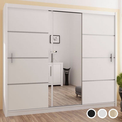 Broadland Sliding Door 250cm Mirror Wardrobe - Black, White, Sonoma