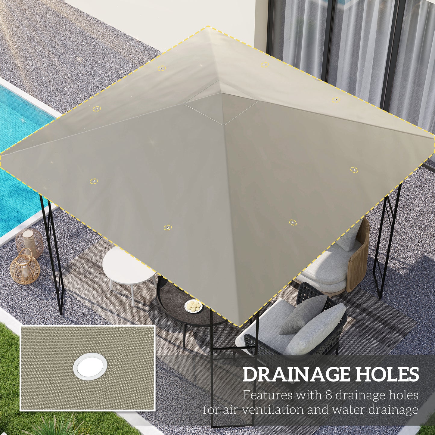 Outsunny 3 x 3(m) Gazebo Canopy Replacement, for 01-0867 - Grey