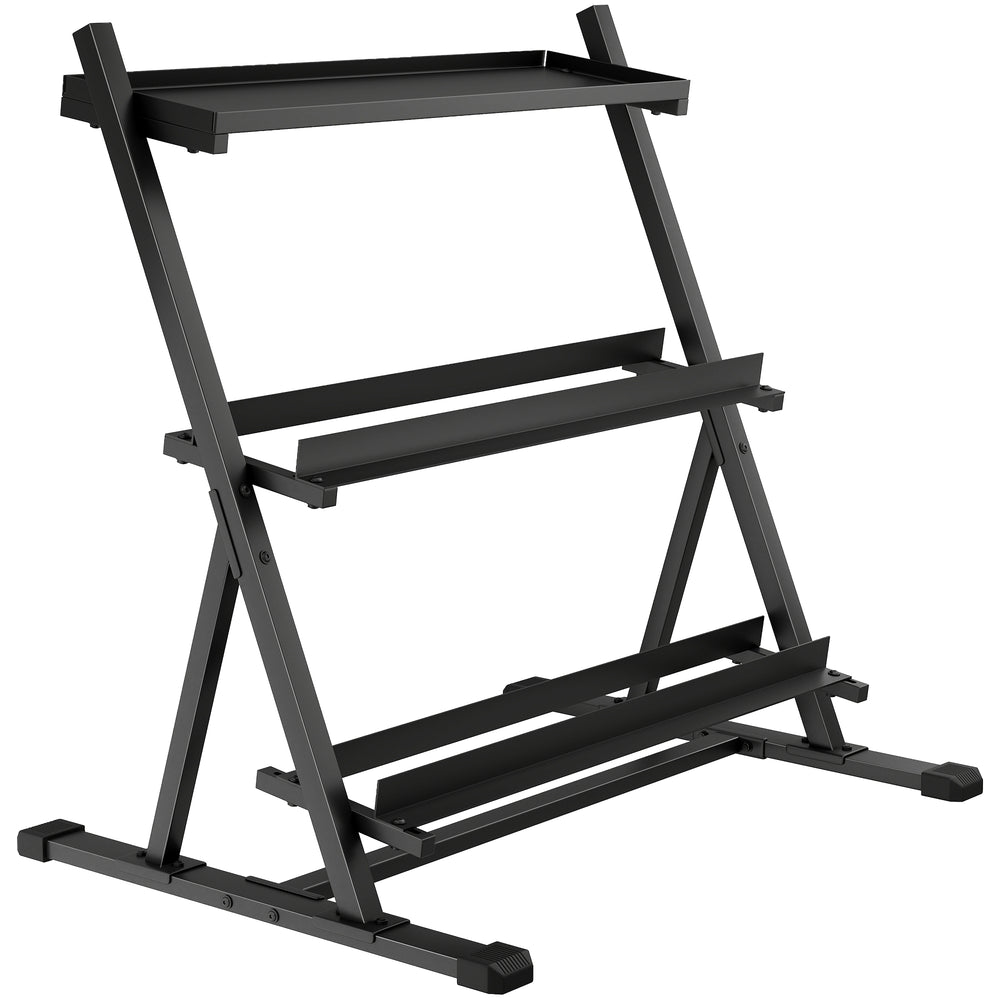 SPORTNOW 3-Tier Adjustable Dumbbell Rack, Heavy-Duty Weight Rack for Dumbbells, Kettlebells and Multiple Balls, Space-Saving Weight Storage Stand for Home Gym, 200 KG Capacity