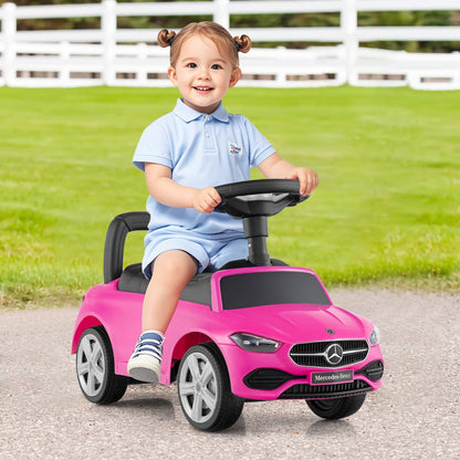 Mercedes-Benz licensed driving toy with steering wheel & storage space ride-on car pink