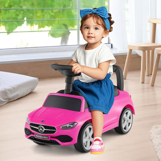 Mercedes-Benz licensed driving toy with steering wheel & storage space ride-on car pink