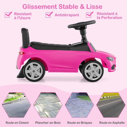 Mercedes-Benz licensed driving toy with steering wheel & storage space ride-on car pink