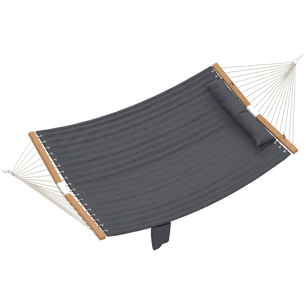 Outsunny Double Hammock 2 Person Swing Bed with Spreader Bars, Pillows, Pad, 200 x 140cm, Grey