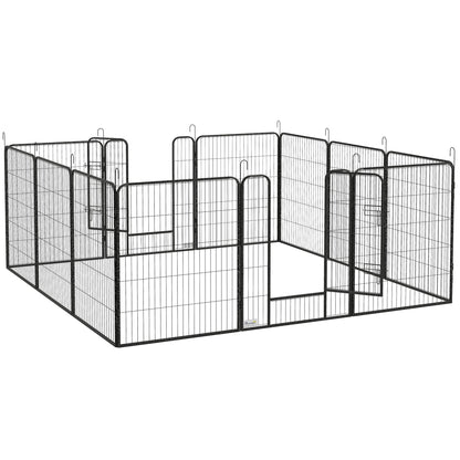 PawHut 12 Panels Heavy Duty Puppy Playpen, for Small Dogs, Indoor and Outdoor Use - Silver