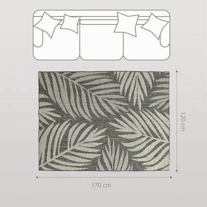 HOMCOM UV Resistant Indoor & Outdoor Area Rug, Easy-Cleaning Machine Washable Rug for Patio, Garden, Kitchen, Bathroom or Living Room, 170 x 120 cm, Grey