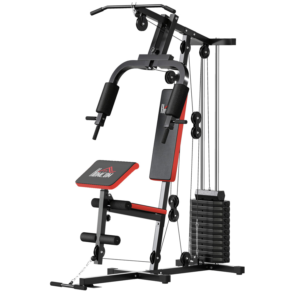 HOMCOM Multigym Station, with 66KG Weight Stack, for Strength Training, Black