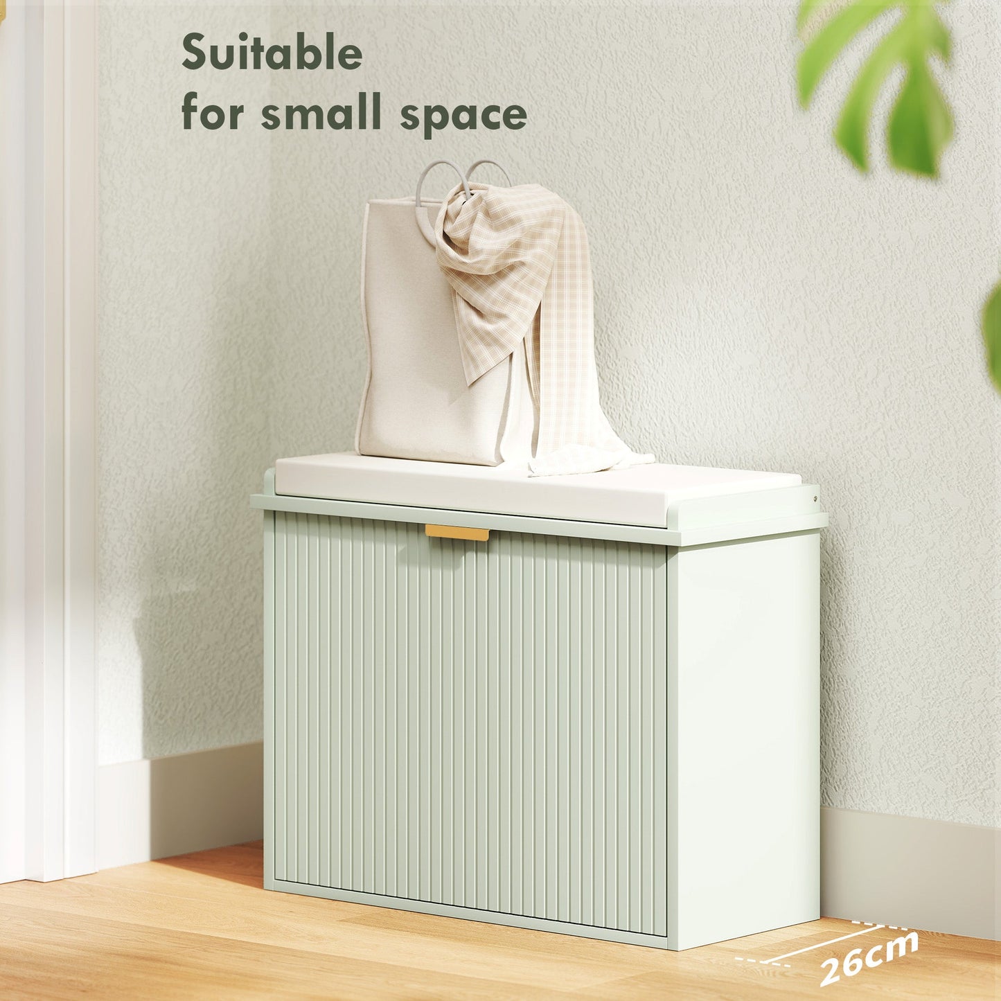 HOMCOM Elegant Six Shoe Bench, with Top Seat - Green