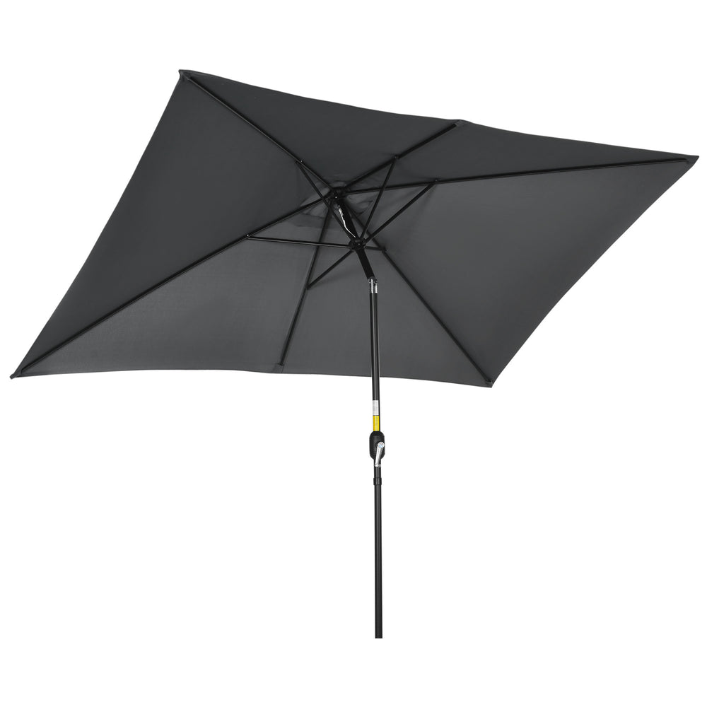 Outsunny 3x2m Garden Parasol Umbrella with Aluminium Pole, Tilt and Crank, Rectangular Outdoor Table Parasol Sun Shade for Patio, Black