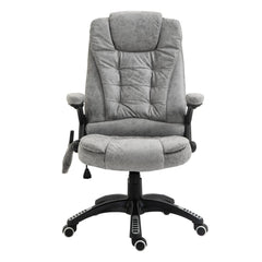 Vinsetto Massage Recliner Chair Heated Office Chair with Six Massage Points Microfiber Cloth 360 Swivel Wheels Grey