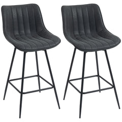 HOMCOM Set of 2 PU Leather Swivel Bar Stools - Black