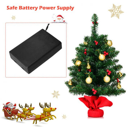 2FT 60cm PVC Artificial Christmas Tree with LED Lights