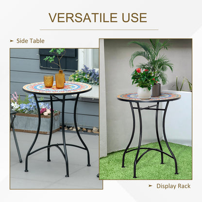 Outsunny _60cm Mosaic Outdoor Patio Table - Red