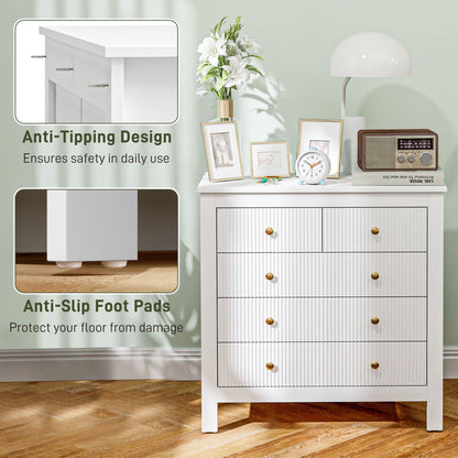 HOMCOM Elegant Chest of Five Drawers - White