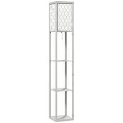 HOMCOM Three-Shelf Standing Lamp - Grey/White