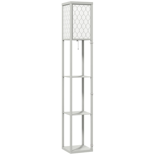 HOMCOM Three-Shelf Standing Lamp - Grey/White