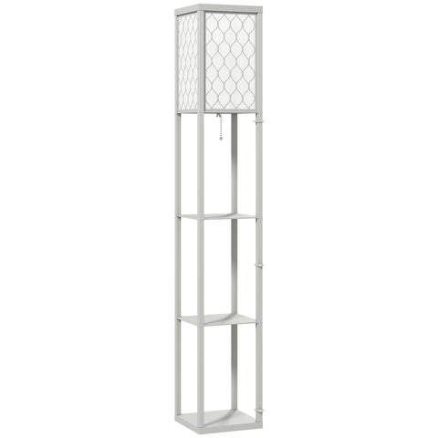 HOMCOM Three-Shelf Standing Lamp - Grey/White
