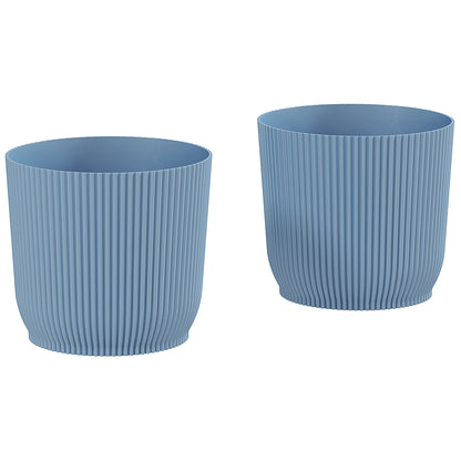 Outsunny Set of Two Ф22cm Planters - Blue