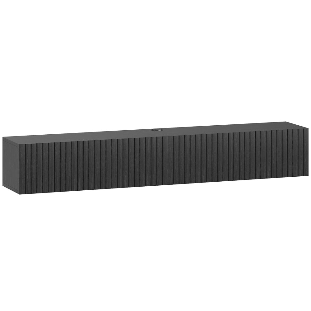 HOMCOM 140cm Floating TV Stand, Wall Mount TV Unit with Cable Management Hole, Fits up to 72" TV, Black