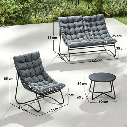 Outsunny Four-Piece Curved Seat Garden Sofa Set - Grey/Black