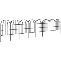 Outsunny Metal Decorative Outdoor Picket Fence Panels Set of 8, Black