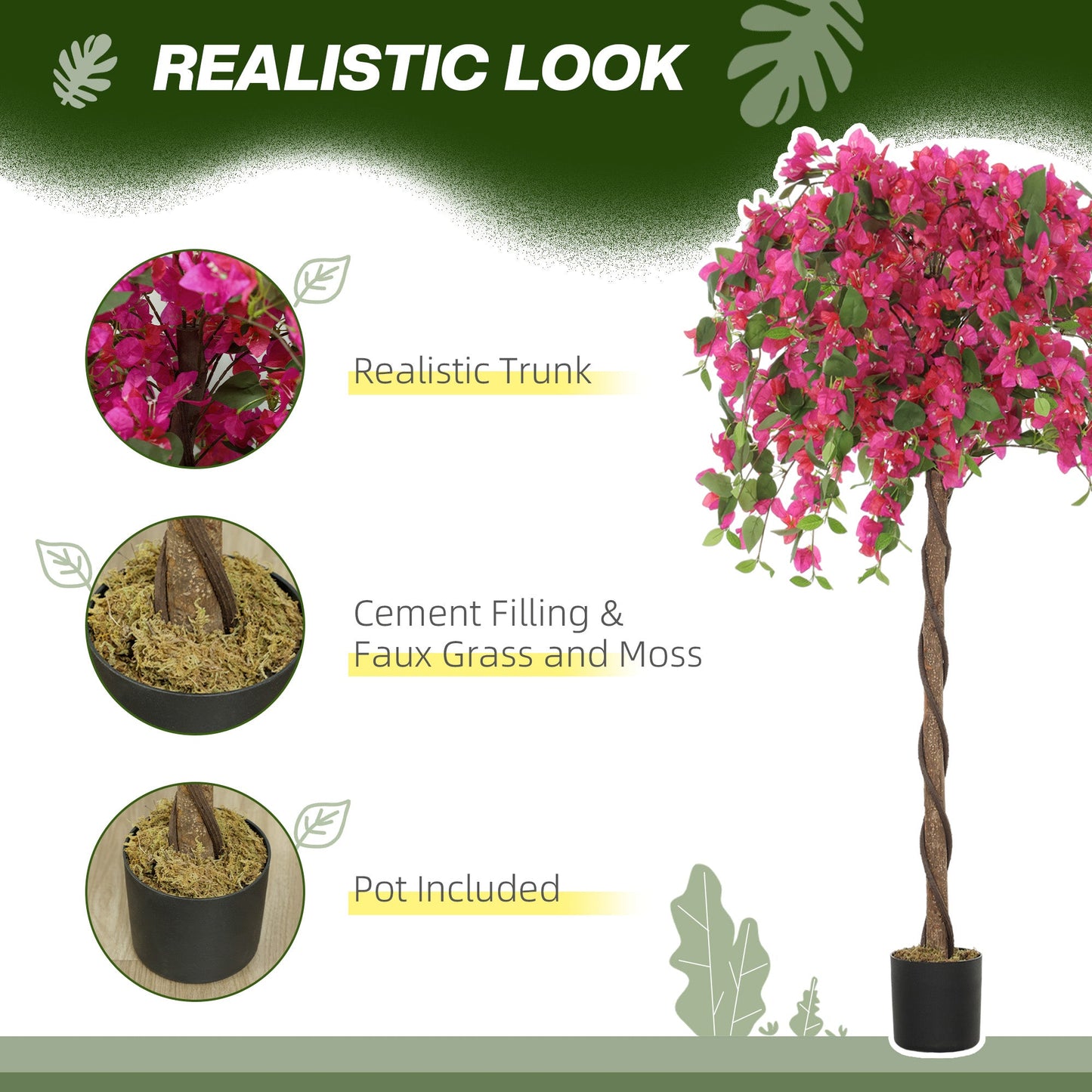 HOMCOM Set of 2 Decorative Artificial Plants, Murraya Flowers in Pots, Fake Plants for Home Indoor Decor, 120cm, Red