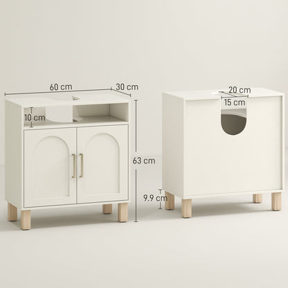 HOMCOM Under Sink Cabinet for Basin without Pedestal - Cream White