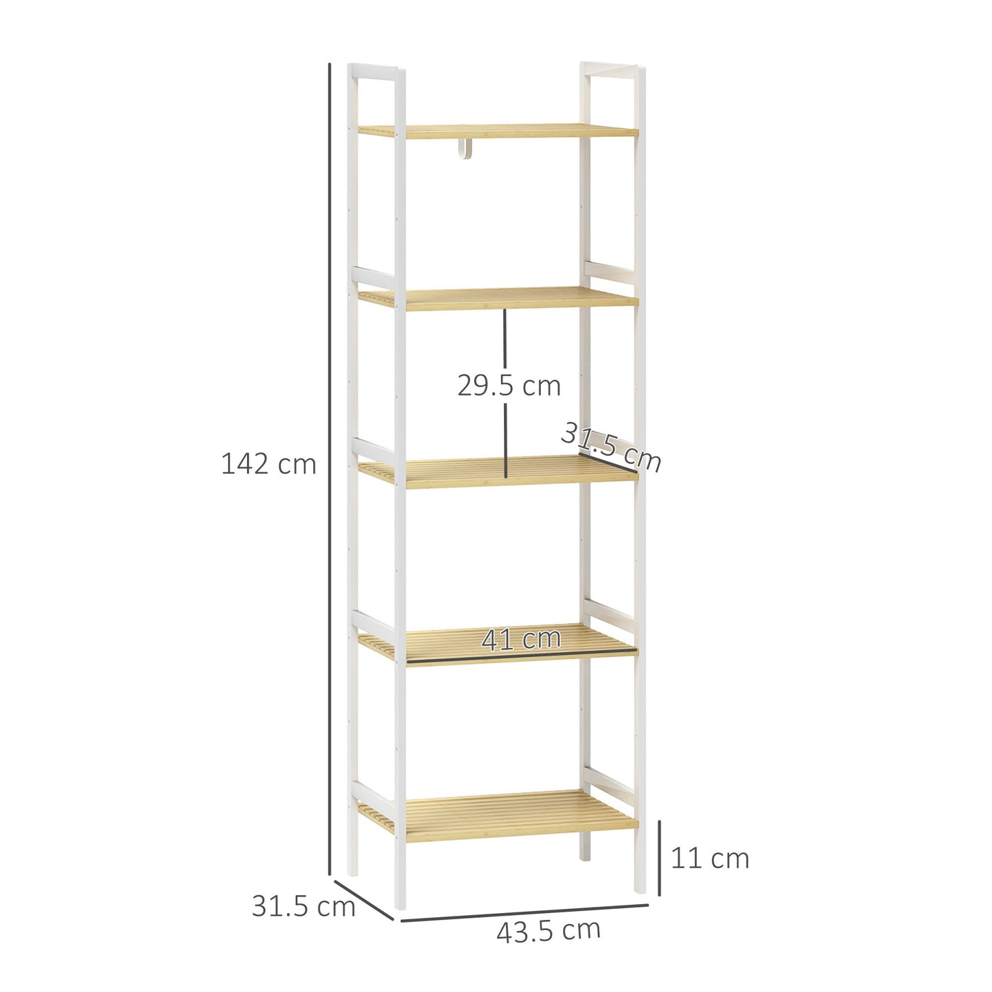 HOMCOM Five-Tier Bamboo Adjustable Shelf Storage Unit