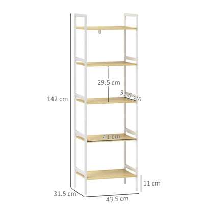 HOMCOM Five-Tier Bamboo Adjustable Shelf Storage Unit