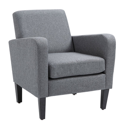 Linen Single Armchair, with Padded Seat - Grey